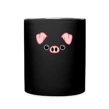Kostüm Schwein Schweinekostüm Schweinchen Gesicht - Tasse einfarbig - Schwarz - Vorne