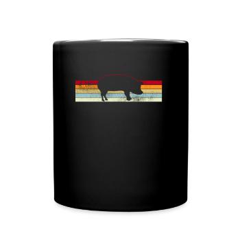 Cochon rétro porcelets - Mug uni - noir - Devant