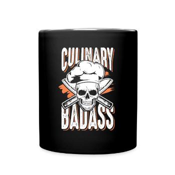 Chef de cuisine crâne culinaire - Mug uni - noir - Devant
