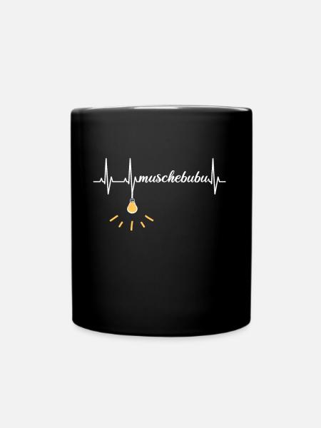 Muschebubu sächsisch EKG Herzschlag Motiv Sachsen - Tasse einfarbig - Schwarz