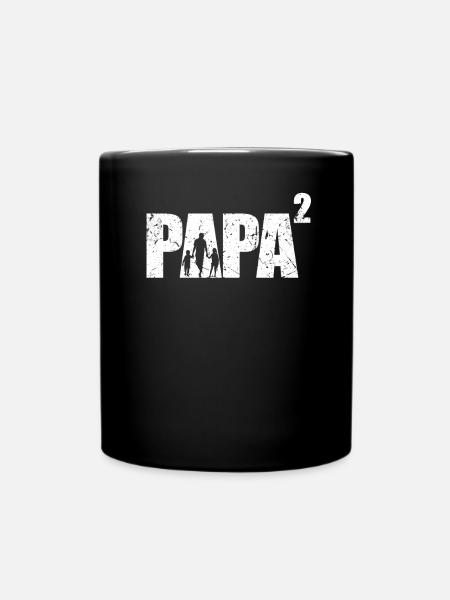Papa hoch 2 Schwanger Geschenk Papa Zwillinge - Tasse einfarbig - Schwarz