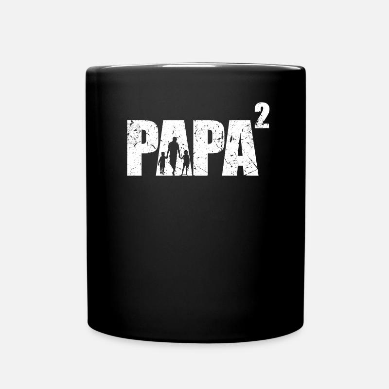 Papa hoch 2 Schwanger Geschenk Papa Zwillinge - Tasse einfarbig - Schwarz