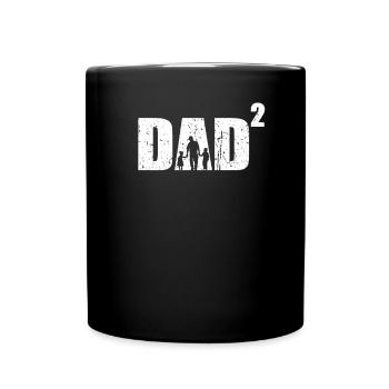 Papa élevé 2 naissance cadeau père double papa - Mug uni - noir - Devant