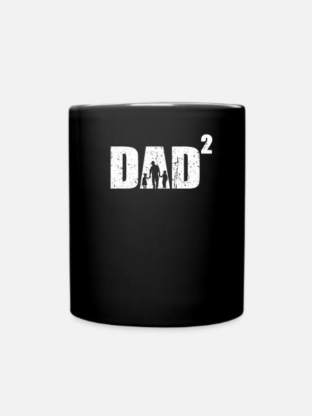Dad hoch 2 Geburt Geschenk Vater zweifacher Papa - Tasse einfarbig - Schwarz