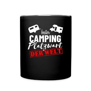 Camping Platzwart vom Campingplatz - Tasse einfarbig - Schwarz - Vorne