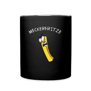 Meckerfritze, schimpfende Pommes - Tasse einfarbig - Schwarz - Vorne