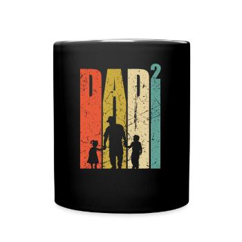 Dad hoch 2 Father-of-two Father-to-be 2nd child - Full Colour Mug - black - Front