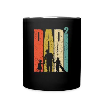 Dad hoch 2 Vater zweifacher Papa Skater Geschenk - Tasse einfarbig - Schwarz - Vorne