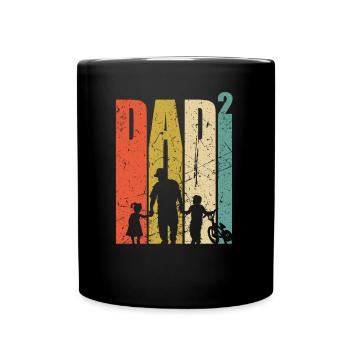 Dad to the power of 2 dad of two dad gift BMX bike - Full Colour Mug - black - Front