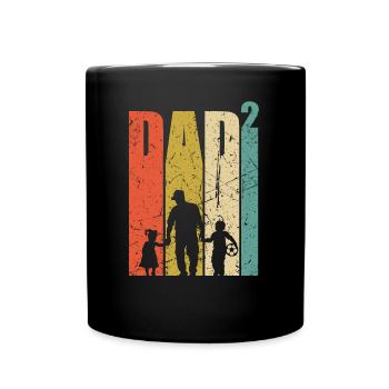 Dad to the power of 2 dad of two dad soccer gift - Full Colour Mug - black - Front