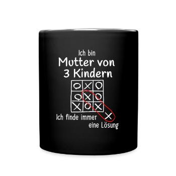 Mutter von 3 Kindern - Tasse einfarbig - Schwarz - Vorne