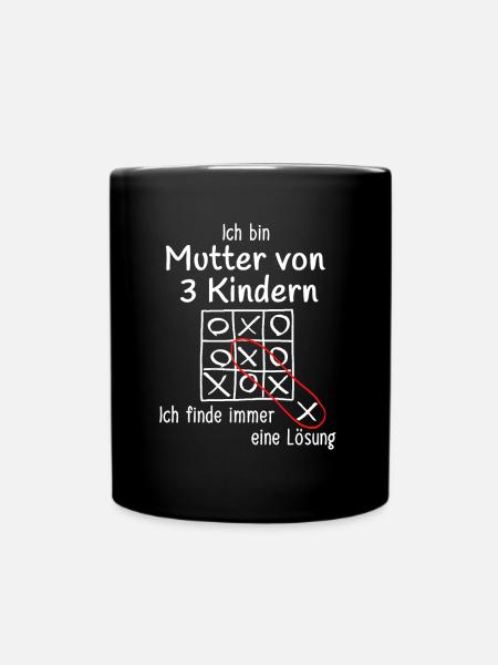 Mutter von 3 Kindern - Tasse einfarbig - Schwarz