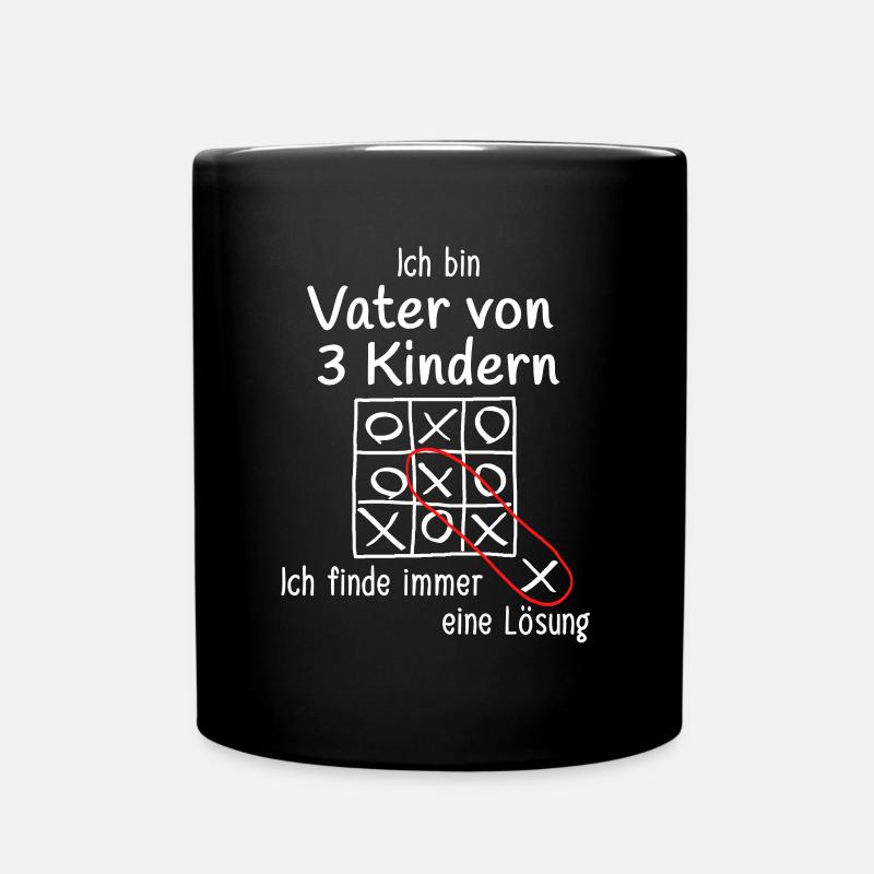 Vater Geschenk zum dritten Kind - dreifacher Papa - Tasse einfarbig - Schwarz