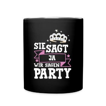 Sie sagt Ja Hochzeit Braut - Tasse einfarbig - Schwarz - Vorne