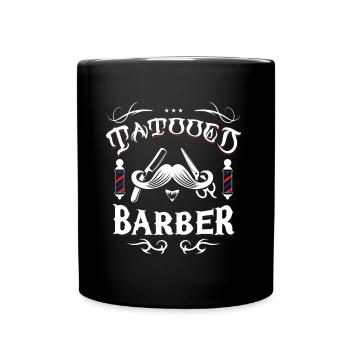 Tätowierter Barbier - Tasse einfarbig - Schwarz - Vorne