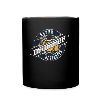 Drumm Drummer Destroy Grunge Vintage Music Drummer - Tasse einfarbig - Schwarz - Vorne