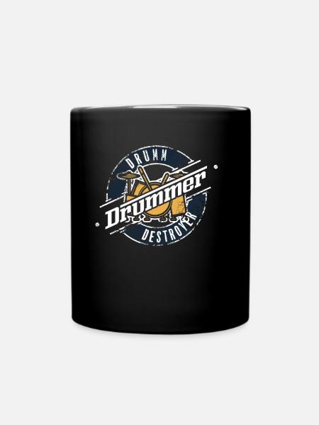 Drumm Drummer Destroy Grunge Vintage Music Drummer - Tasse einfarbig - Schwarz