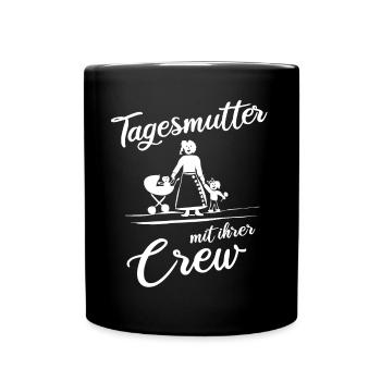 Tagesmutter mit ihrer Crew - Tasse einfarbig - Schwarz - Vorne