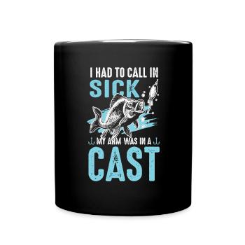 Fishing fish fishing saying - Full Colour Mug - black - Front