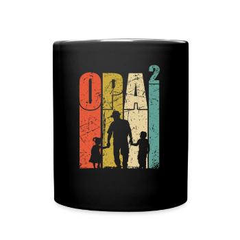 Grandpa to the power of 2 grandpa two-time grandpa two grandchildren - Full Colour Mug - black - Front