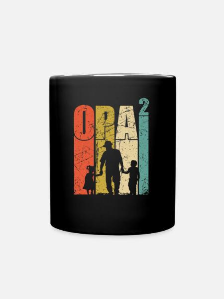 Grandpa to the power of 2 grandpa two-time grandpa two grandchildren - Full Colour Mug - black