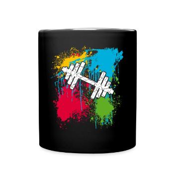 Haltère | Gym | Musculation | Taches de couleur - Mug uni - noir - Devant