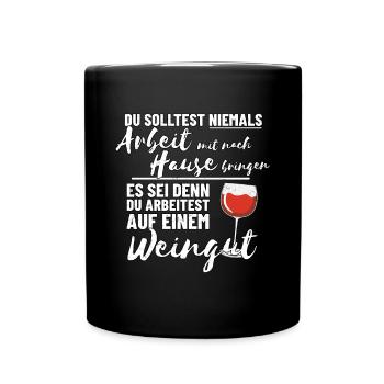 Wein Spruch - Tasse einfarbig - Schwarz - Vorne