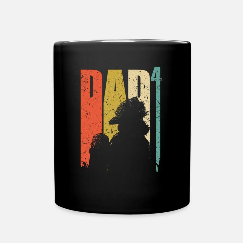 Dad hoch 4 Feuerwehrmann Feuerwehr Papa 4 Kinder - Tasse einfarbig - Schwarz
