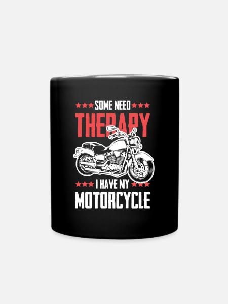 Motorcycle therapy funny saying - Full Colour Mug - black