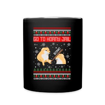 Go To Horny Jail Bonk Ugly Christmas Sweater - Full Colour Mug - black - Front