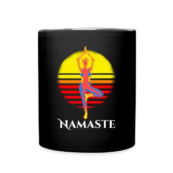 Vêtements de yoga au coucher du soleil Namaste pour femme - Mug uni - noir - Devant