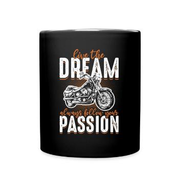 Motorrad Traum - Tasse einfarbig - Schwarz - Vorne