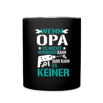 Opa Großvater Reparieren Basteln Bohrmaschine - Tasse einfarbig - Schwarz - Vorne