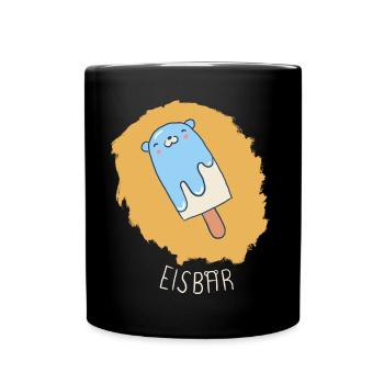 Eisbär (eisblau, weiße Schrift) - Tasse einfarbig - Schwarz - Vorne