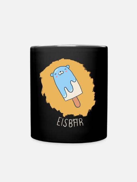 Eisbär (eisblau, weiße Schrift) - Tasse einfarbig - Schwarz