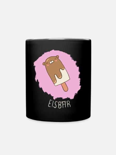 Eisbär (Schokolade, weiße Schrift) - Tasse einfarbig - Schwarz