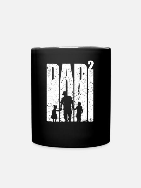 Vater mit Kind zweifacher Papa Geschenk - Tasse einfarbig - Schwarz