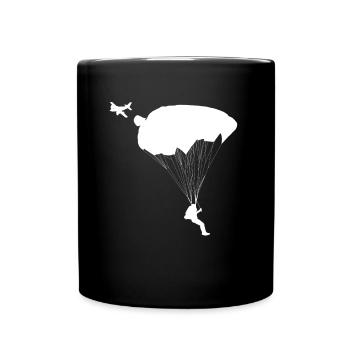 Airplane and parachute jumper - Full Colour Mug - black - Front