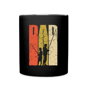 Papa und Sohn Angeln Angelausflug Angler Geschenk - Tasse einfarbig - Schwarz - Vorne