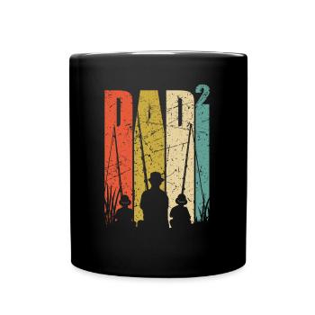 Papa 2 enfants cadeau de pêche double papa - Mug uni - noir - Devant