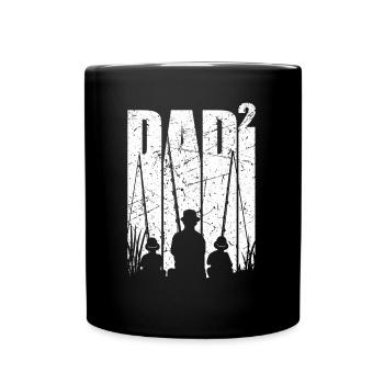 Papa 2 enfants cadeau de pêche double papa - Mug uni - noir - Devant