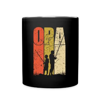 Opa und Enkel Angler Geschenke Angeln Opa - Tasse einfarbig - Schwarz - Vorne