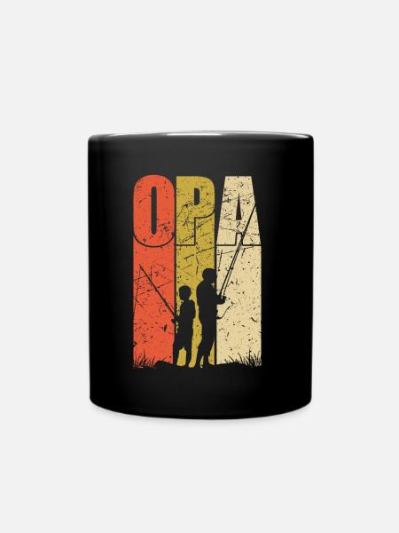 Opa und Enkel Angler Geschenke Angeln Opa - Tasse einfarbig - Schwarz