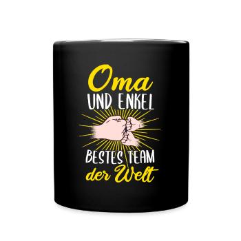 Oma und Enkel zweifache Oma Geschenk Geburt Enkel - Tasse einfarbig - Schwarz - Vorne