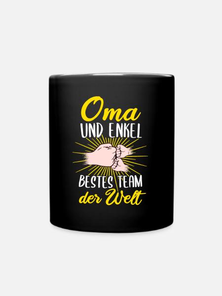 Oma und Enkel zweifache Oma Geschenk Geburt Enkel - Tasse einfarbig - Schwarz