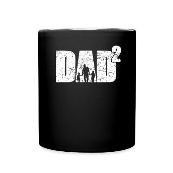zweifacher Papa Vater zwei Kinder Vatertag - Tasse einfarbig - Schwarz - Vorne