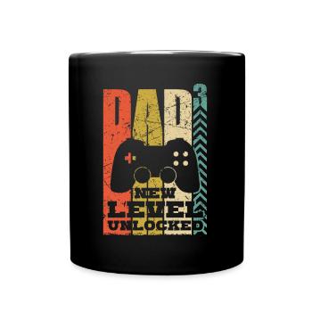triple dad gamer dad 3 kids retro gamer - Full Colour Mug - black - Front