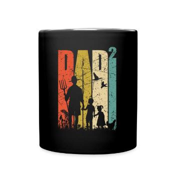 Farmer dad of two children Farmer gift - Full Colour Mug - black - Front