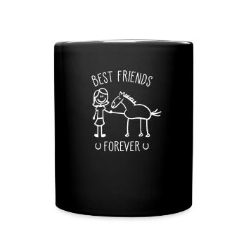 Best Friends Forever Pferd Pony Reiterin Geschenk - Tasse einfarbig - Schwarz - Vorne