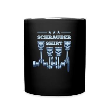 Schrauber Kurbelwelle Kolben Kfz Mechaniker Auto - Tasse einfarbig - Schwarz - Vorne